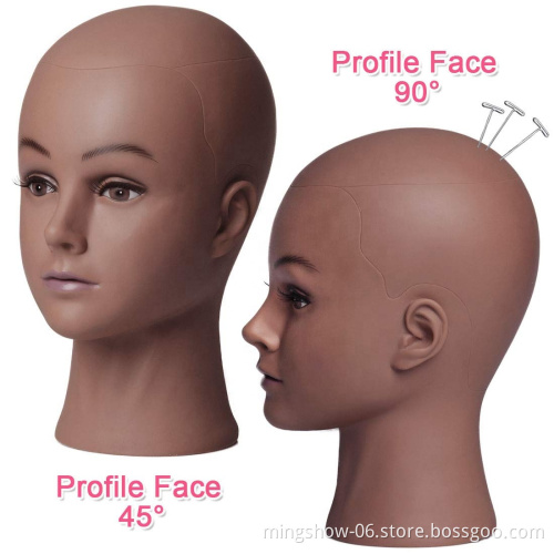 Fashionable Bald Mannequin Head For Wigs Making Hats Display Cosmetology Manikin Head For Makeup Practice Wig Stand